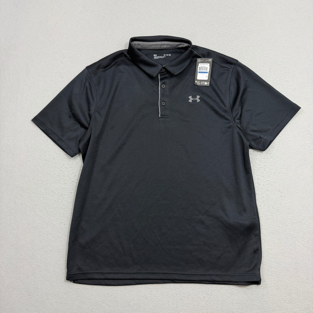 Under Armour Polo Men XL Black Tech Polo 1290140 Short Sleeve Loose Fit NEW